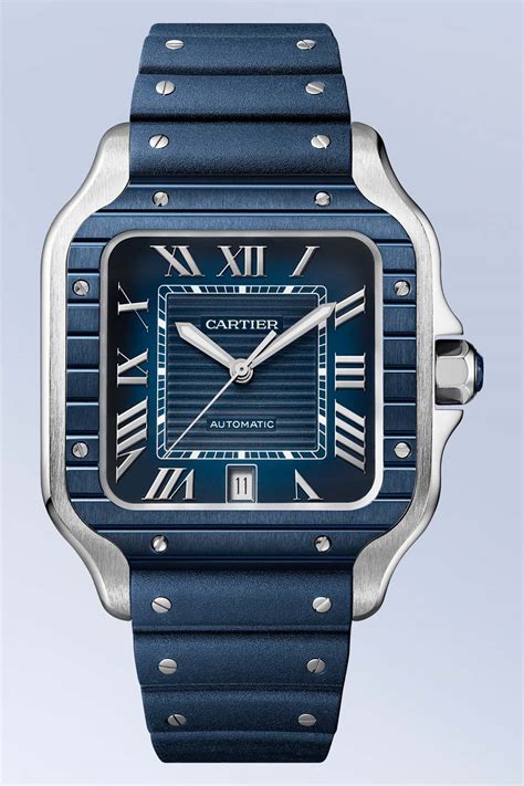 cartier tank blue dial|cartier santos blue pvd.